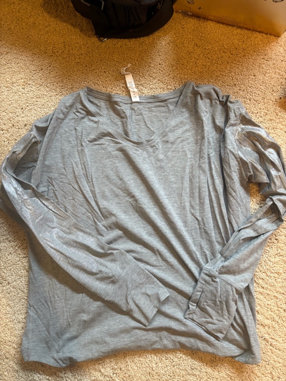lululemon athletica Light Gray Long-Sleeve V-Neck Top